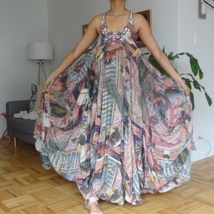 Beaded and Printed Maxi Dress